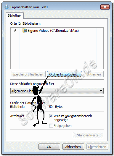 Windows-7 Eigenschaften von Bibliotheken
