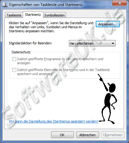  Eigenschaften von Taskleiste und Startmen in Windows-7