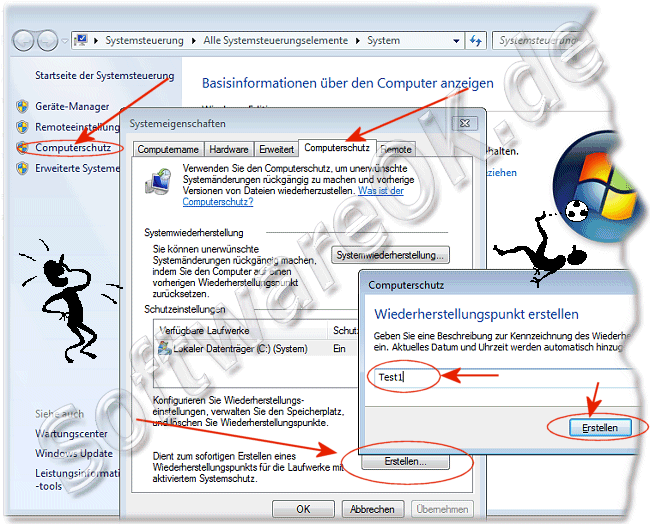 Wiederherstellungspunkt in Windows-7 erstellen!