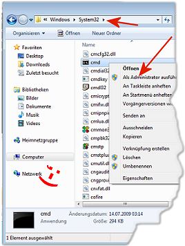 Eingabeaufforderung als Administrator starten in Windows 7