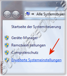 Win-7 Erweiterte Systemeinstellungen