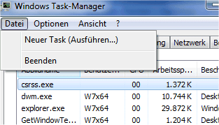 Explorer neu starten in Windows-7