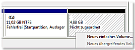 Festplattenpartition gesplittet