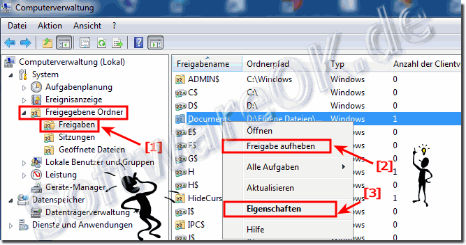 Freigegebene Ordner in Windows-7 Übersicht!