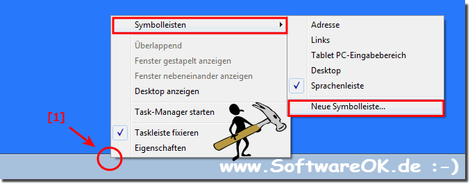 Schnellstartleiste ber Neue Symbolleiste