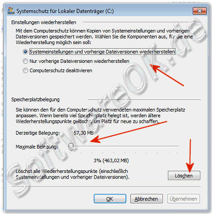 Optionen Wiederherstellung in Windows-7