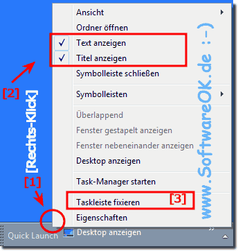 Schnellstartleiste Pfad bei Windows 7