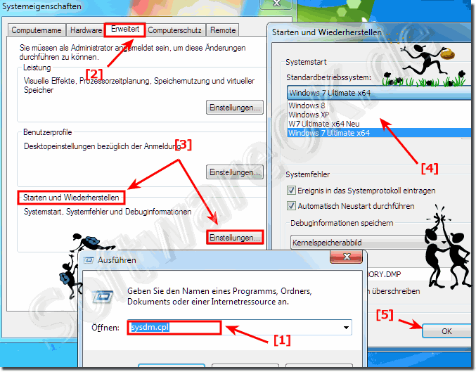 Standard Betriebssystem Auswahlen beim start von Windows 7 anpassen!