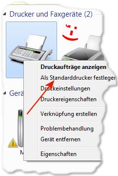 Standarddrucker festlegen in Windows 7