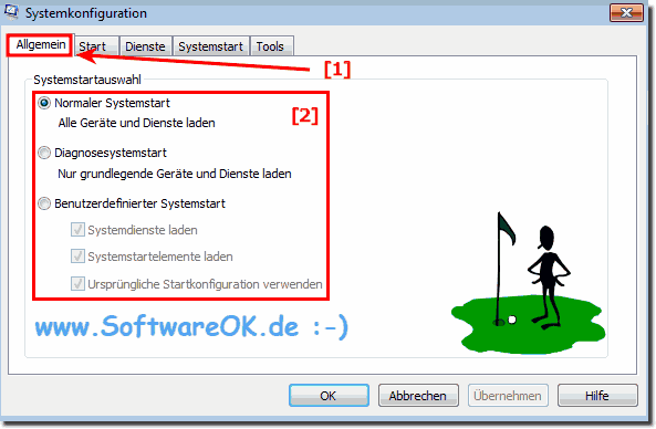 Systemkonfiguration Systemstartauswahl in Windows 7