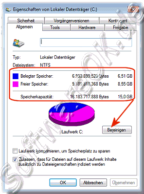 In Windows-7 Systemwiederherstellung und Schattenkopien bereinigen!