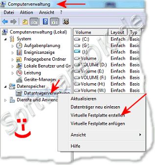Virtuelle Festplatte erstellen unter Windows-7
