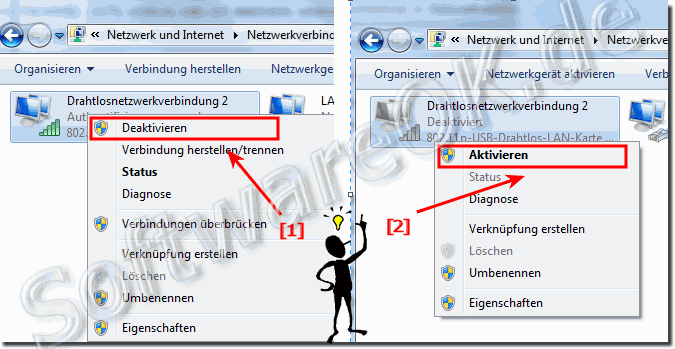 WLAN bzw WIFI aktivieren deaktivieren unter Windows-7!