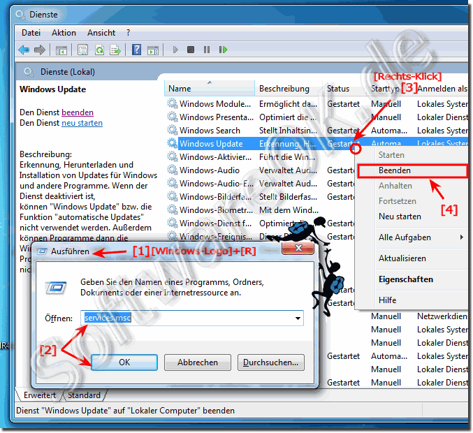 Windows-7 Auto Update Dienst beenden!
