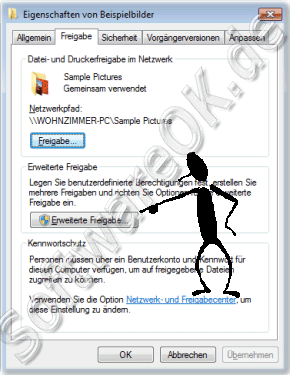 Windows-7 Freigabe und Erweiterte_Freigabe fr die benutzerdefinierte Berechtigung!