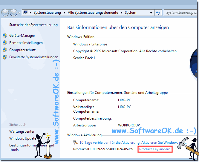 Windows 7 Product Key ndern