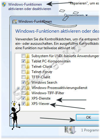 Windows 7 XPS-Dienste deaktivieren