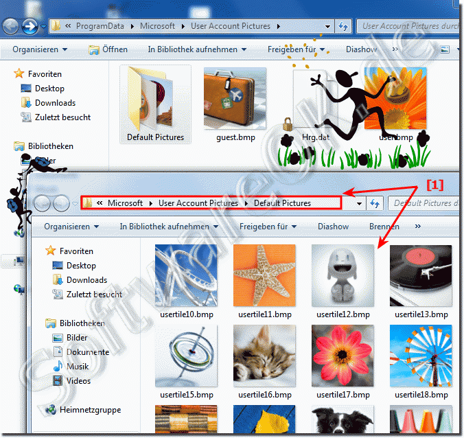 Wo ist der Speicherort vom Win 7 User-Konto Bild, wo ist das Verzeichnis?