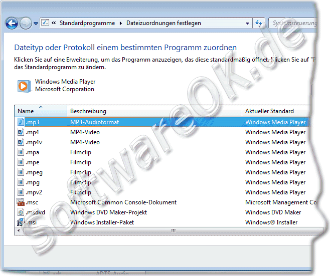Zuordnen des Dateityps zu einem Programm in Win-7
