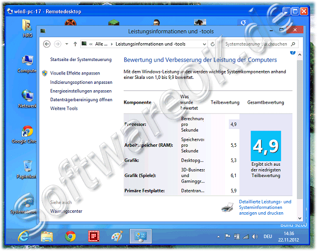 Am Windos-8 Notebook ber Remotedesktopverbindung arbeiten