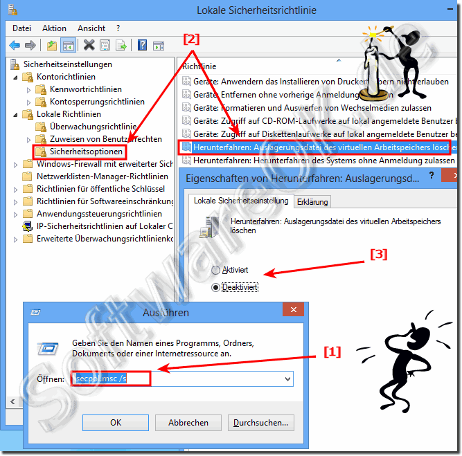 Bei Windows-8, 8.1 und 7  Auslagerungsdatei beim Herunterfahren lschen