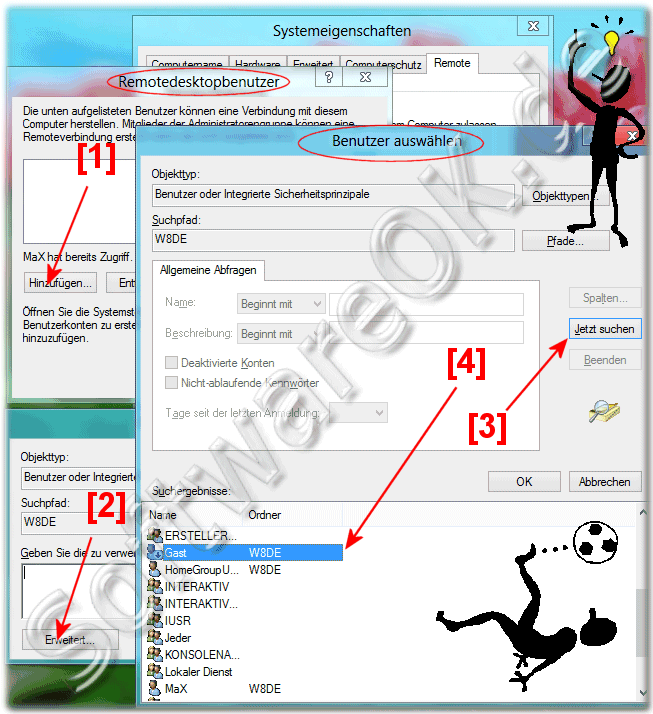 Benutzerauswahl für die Remotedesktopverbindung unter Windows-8