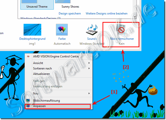 Bildschirmschonereinstellungen über den Windows 8.1 Desktop