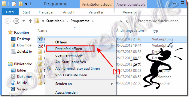 Dateipfad In Windows-8 ffnen zB MS Internet-Explorer