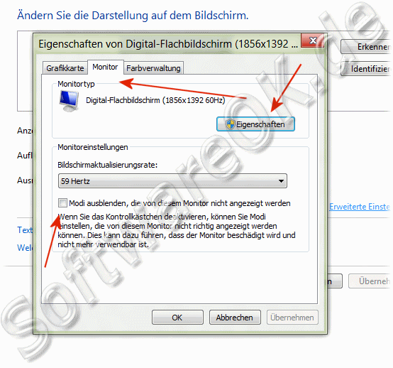 Eigenschaften Monitortyp Monitoreinstellungen Windows-8