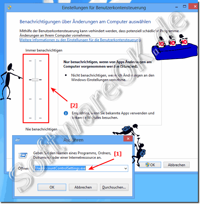 Einstellungen fr Benutzerkontensteuerung in Windows 8.1 und 8!