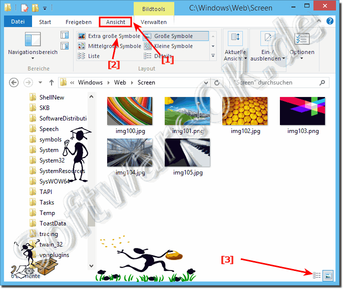 Extra große Symbole in der Miniaturansicht MS-Explorer in Windows 8, 8.1, 9!