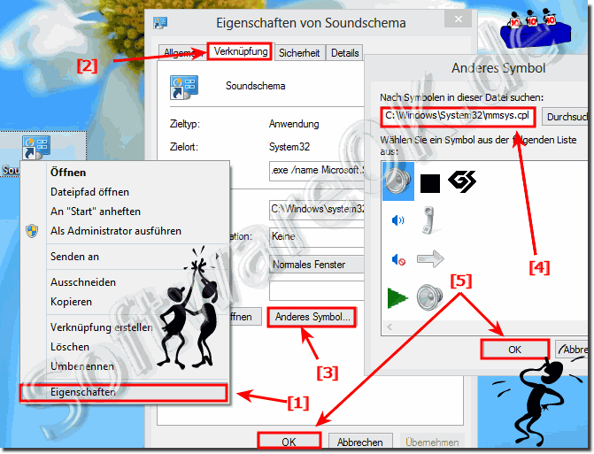 Für Soundschema Desktopverknüpfung korrektes Symbol bzw. Icon