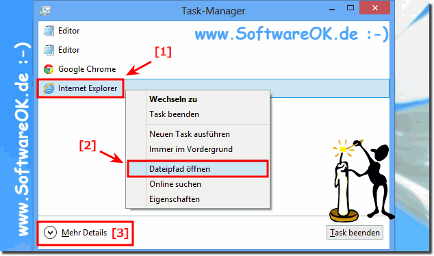 In Windows-8 Programmpfad über den Task-Manager öffnen bei Laufenden Programmen!