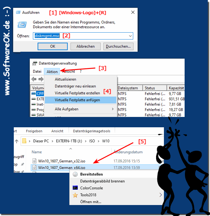 In Windows 10 virtuelle Laufwerke ISO-Images VHD-Laufwerke mounten!