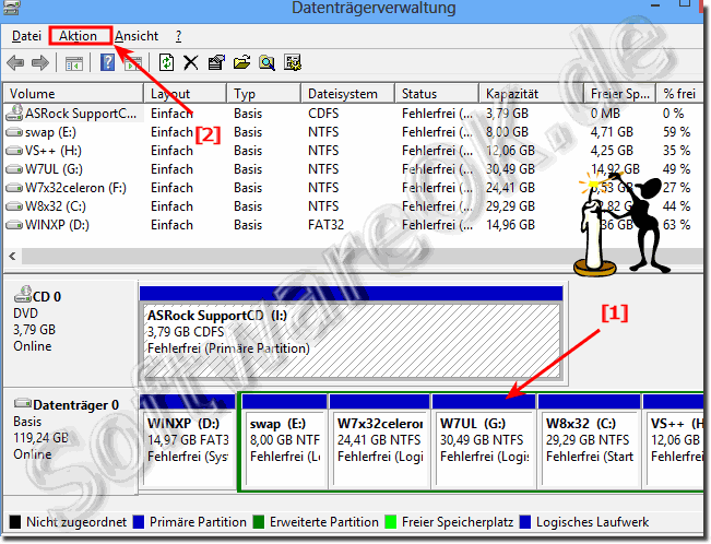 Kann man Windows 8 Partitionen anzeigen, und erstellen?