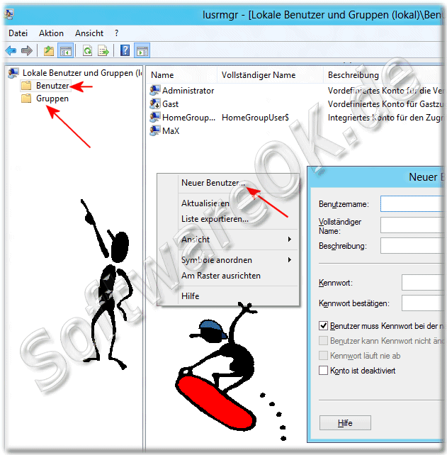 Lokale Benutzer and Gruppen Manager in Windows-8