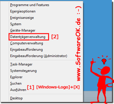 Windows-8 Datentrgerverwaltung via Win+X starten