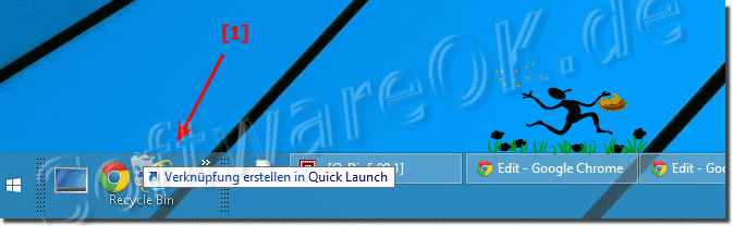 Papierkorb auf der Desktop-Taskleiste in Windows 8.1!