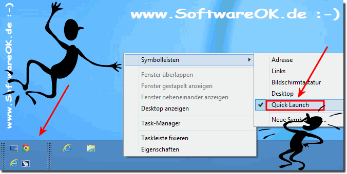 Quick-Launch Scnellstartleiste in der Windows-8 Taskleiste aktivieren