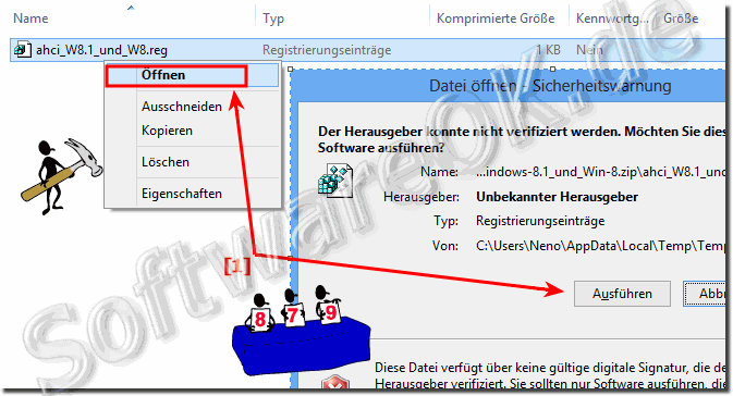 STORAHCI bei Windows 8.1 und 8 registrieren!