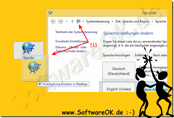 Sprach Einstellungen Windows 8.1 Desktop Verknüpfung!