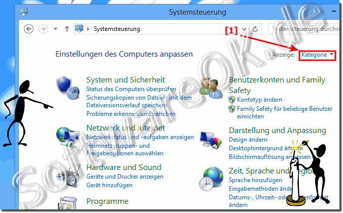 Systemsteurung Windows 9 Ansicht:Kategorien