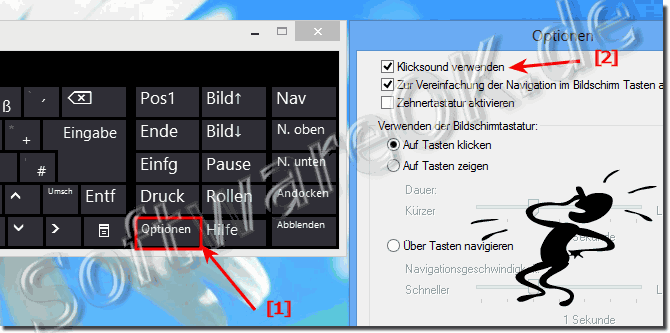 Tastenklick Windows 8 Klicksound nicht verwenden Virtuelle Tastatur ausschalten