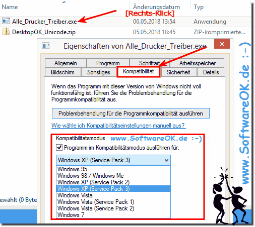 Treiber im Kompatibilittsmodus installieren bei Windows 8.1/10!