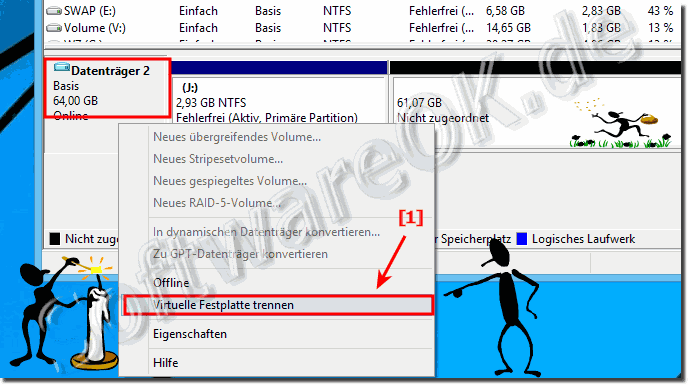 Trennen der VHD via Datentrgerverwaltung in Windows!