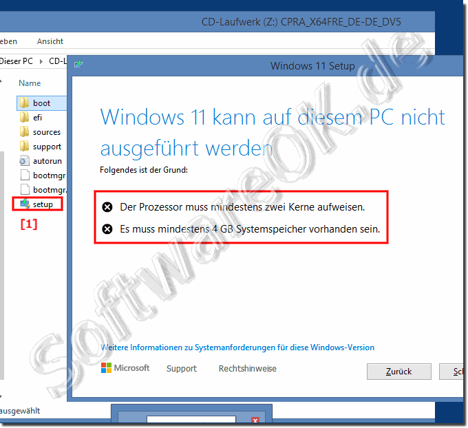 Unter 8.1 Upgrade auf Windows 11 Fehlermeldung!