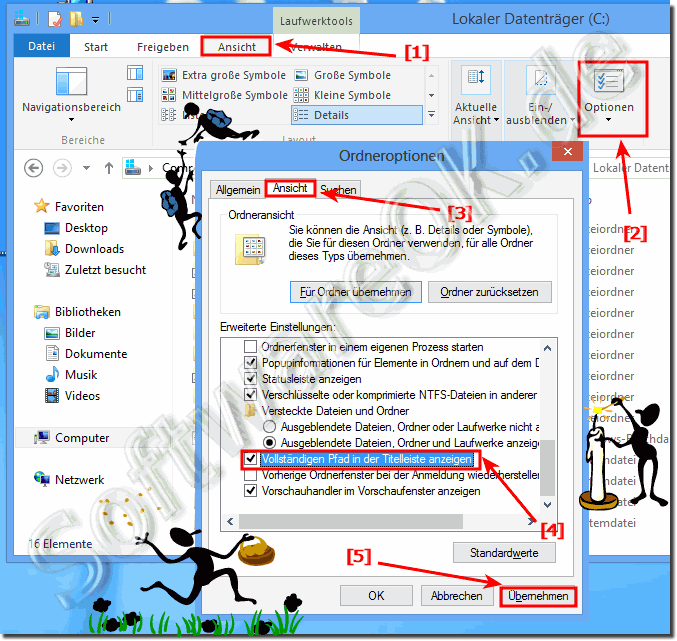 Vollständigen Pfad in der Titelleiste anzeigen im  Windows 8.1 Explorer!