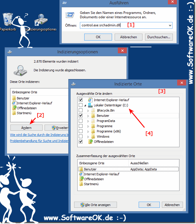 Windows-8 Indizierungs Optionen zu ändern und Ordner hinzufügen