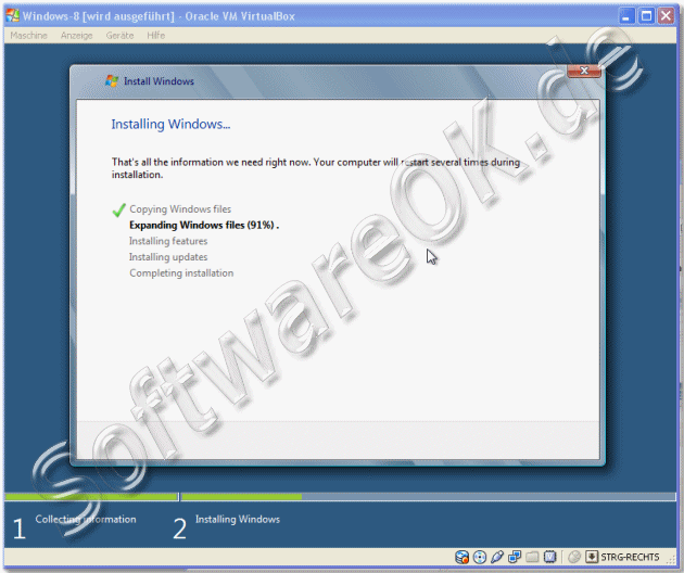 Windows-8 in Oracle VM VirtualBox installieren