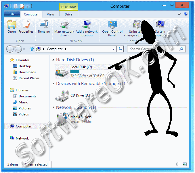 Wie gro ist Windows 8? partition in MS-Explorer